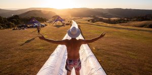 Jimi Hunt standing at the top of the World's Biggest Waterslide